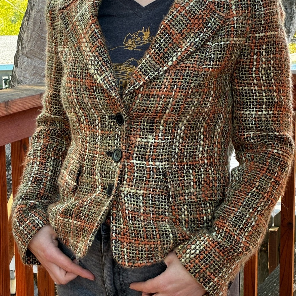Ann Taylor Tweed Blazer - Brown and Black